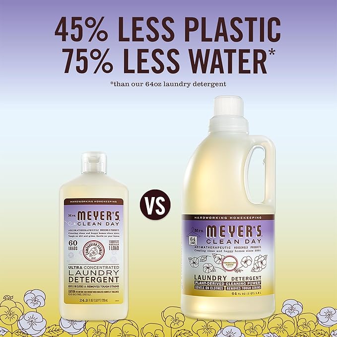 MRS. MEYER'S CLEAN DAY Ultra Concentrated Laundry Detergent, Compassion Flower Scent, 24.3 fl oz,(Pack of 2)