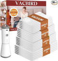Vacbird Vacuum Seal Bags for Clothing, 20 Pack Vacuum Storage Bags with Rechargeable Cordless Air Pump(5J+5L+5M+5S), Space Saver Bags for Clothes Blanket Duvets Pillows Comforters Travel
