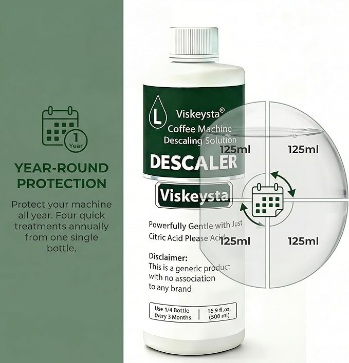 Gentle Descaling Compatible with Casabrews Coffee Machines, 500ml Bottle for 4 Uses
