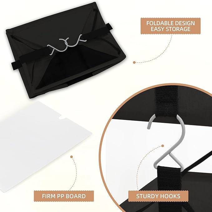 STORAGE MANIAC 2-Shelf Hanging Closet Organizer, Cloth Hanging Closet Shelf, Hanging Closets Baskets with Hooks for Dorm, Apt, Bedroom, College, Garment Rack, Wardrobe, Fabric with Mesh, Black