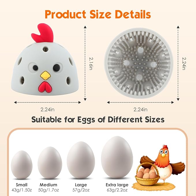 2 PCS Egg Washer for Fresh Eggs, Silicone Egg Brush Cleaner, Egg Cleaner Scrubber for Fresh Eggs, Reusable Multipurpose Washing Egg Tool for Fruits and Vegetables(White/Grey)