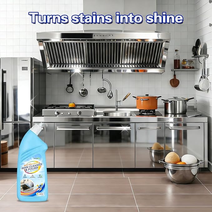 Snowlily Stainless Steel Sink Cleaner & Polish Cream – Removes Stubborn Dirt, Grease & Stains, Restores Brilliant Shine, 22 Fl Oz