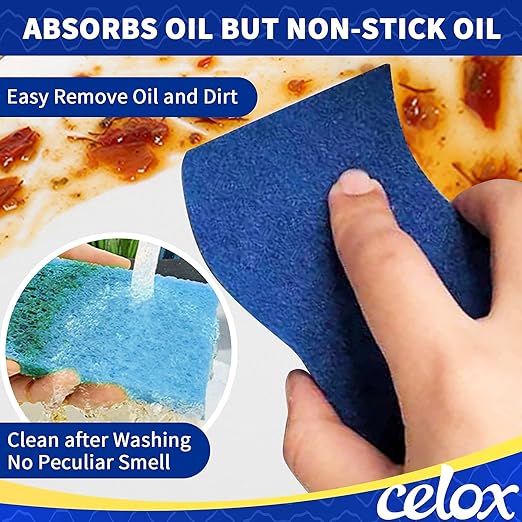 CELOX 6 Pack Non-Scratch Dish Sponge, Dual Sided Kitchen Sponges for Dishes, Long Lasting Dishwashing Household Cleaning Sponges for Kitchen, Easy to Dry and Reusable