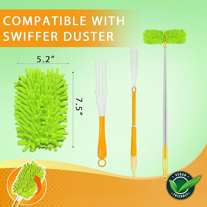 Reusable Duster Refill Compatible with Swiffer Hand Duster - 360 Heavy Duty Duster Refill - Microfiber Ceiling Fan Duster for Swiffer Dusters Extended Handle, 8 Pack (Handle is Not Included)