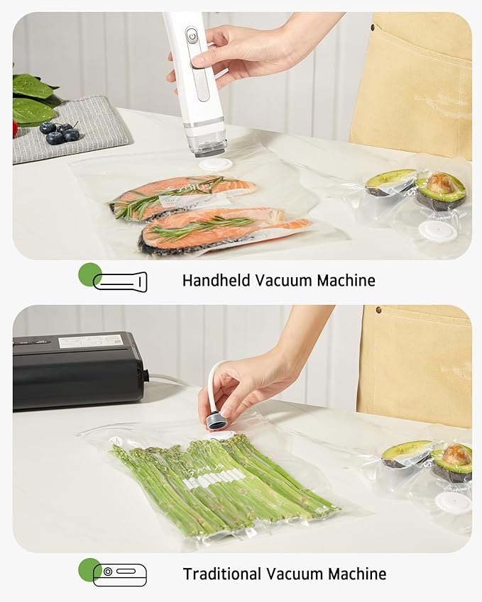 Syntus Vacuum Sealer Bags for Food, 30 Pcs Small Size 8" x 10" and Medium Size 10" x 13.8" Food Storage Bags for Sous Vide Cooking Microwave Heating, Air Valve Zipper Bags & Zip Clips