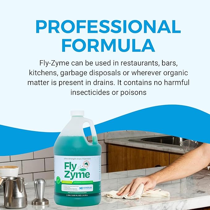 Fly-Zyme, Highly Concentrated Enzyme Drain Cleaner for Pipes & Fruit Flies, Citronella Scented Organic Waste Degrader & Odor Neutralizer, 1 Gallon