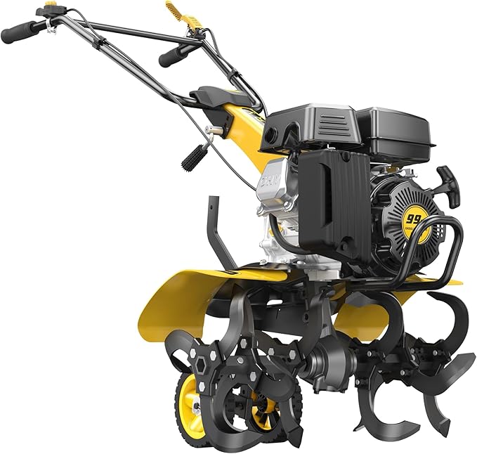 Garden Tiller, 99cc Heavy Duty Gas Tiller, 20" Power Tiller for Digging, clearing, Rooting, Weeding, Soil Cultivation, etc. in Gardens, lawns and Vegetable Gardens