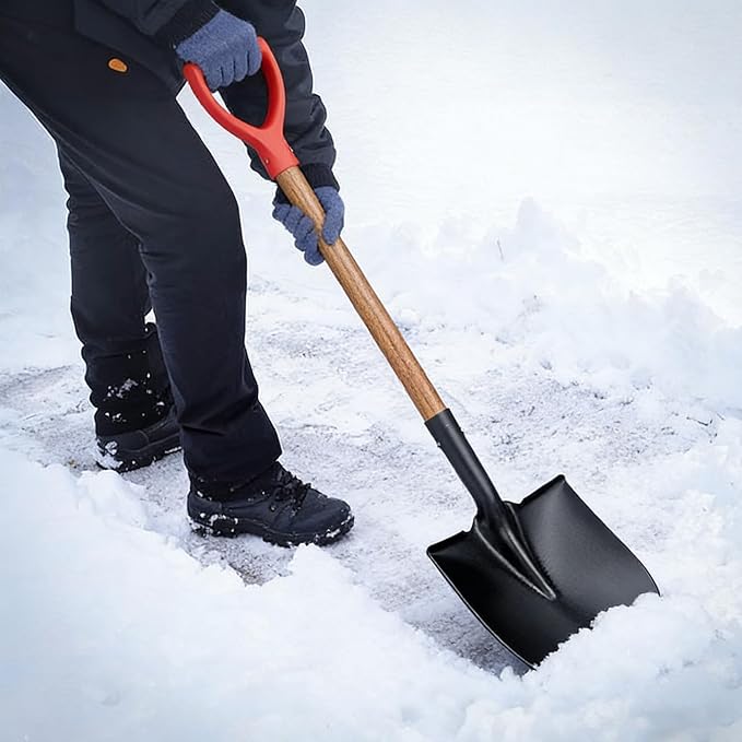 41" Round Shovel, Garden Tool with D-Handle, Shovel for Digging, Wooden Handel Garden Shovel,Beach Shovel, Car Snow Shovel