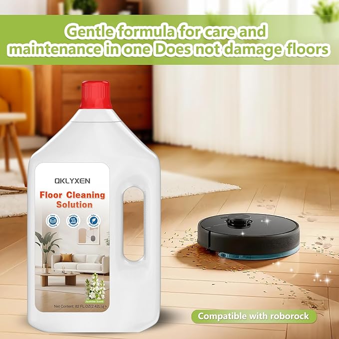 Floor Cleaning Solution Compatible with Roborock – 82 FL OZ Jasmine Floor Cleaner – Soft, Long-lasting Fragrance, – For All Cordless Wet/Dry Vacuum Mop Cleaner & Robot Vacuums with Mopping
