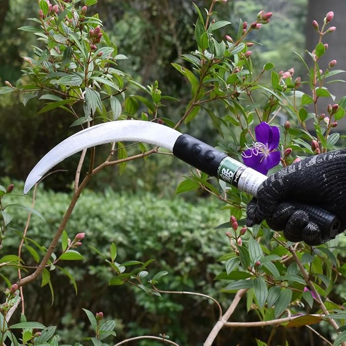 Clearing Sickle,Weeding Sickle, carbon steel Blade/steel Handle Animal Husbandry Sickle - Great for Removing Unwanted Vines and Weeds (13 in)