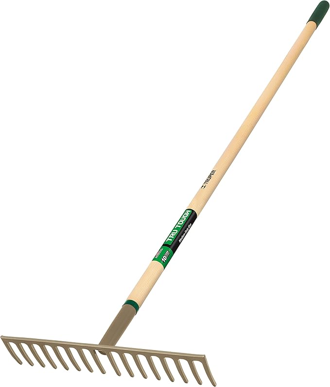 Truper 31383 Tru Tough Level Head Rake, 16 Teeth, Wood Handle, 60-Inch