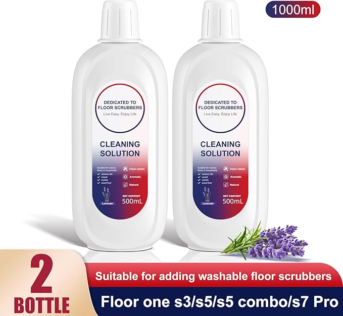 Floor Cleaning Solution Compatible With Tineco, Deep Cleans for Multiple Hard Floors, Suitable With All Robot Vacuums with Mopping and Cordless Wet/Dry Vacuum Mop Cleaner (Lavender 2 Bottle)