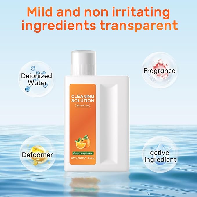 Orange Floor Cleaning Solution 1L Compatible with Dreame Wet & Dry Vacuum and Robot, Residue & Streak Free,Suitable for All Robot Vacuum Cleaners and Wireless Wet Dry Dual-Use Vacuum Cleaners