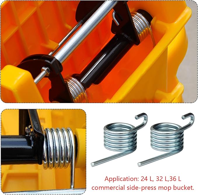 Water Press Spring Replacement,Side-Press Wringer Torsion Springs for Commercial Mop Bucket Stainless Steel Mop Storage Pail Spring,Heavy Duty Combo Business Mopping Buckets Accessories (2 Piece)