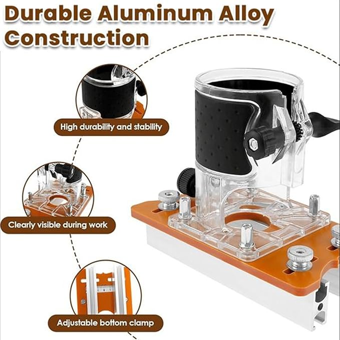 Router Trimmer Tool, Portable Adjustable Router, Wood Cutting Accessory with 2 in 1 Function, Electric Hand Machine with Precision Design, Woodworking Equipment, Kit for Home Yard Craft Repair