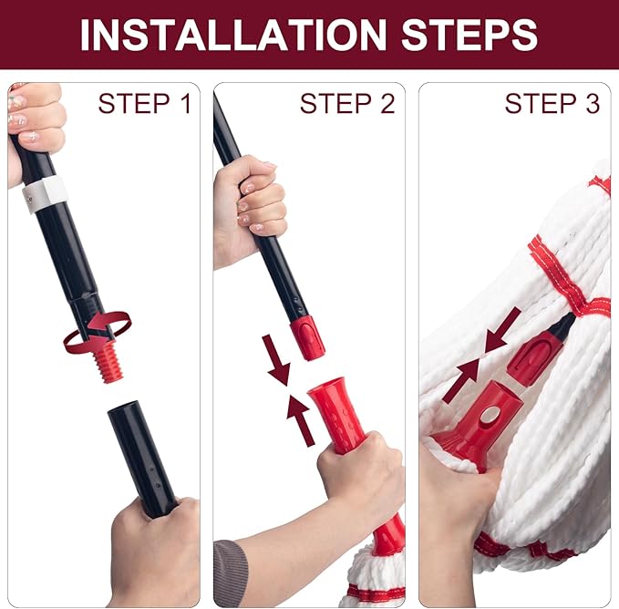 KeFanta Self Wringing Mop for Floor Cleaning, Microfiber Floor mop with 57 " Long Handle, Easy Wringing Mops for Kitchen Hardwood Bathroom Garages Warehouses Vinyl Tile Laminate Home Office