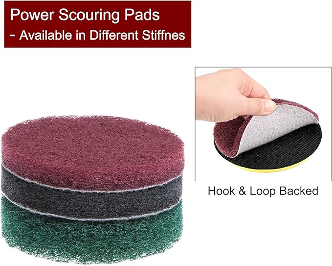 HARFINGTON 6pcs Drill Power Brush 3 inch Tile Scrubber Scouring Pads 320-400 Grit for Bathroom Kitchen Household Cleaning
