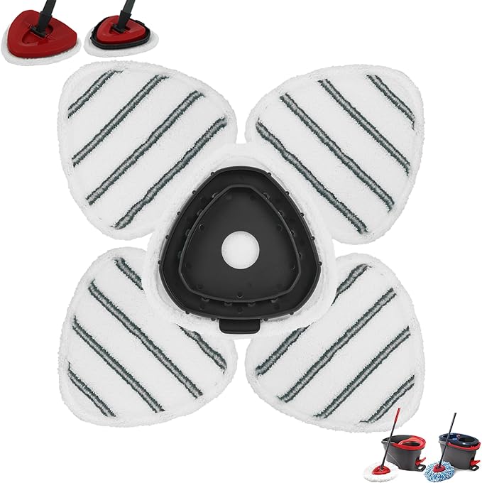 4 Pack Microfiber Flat Mop Head Refills for O-Cedar EasyWring & RinseClean Systems, Easy to Clean Corners, Ceilings, Walls