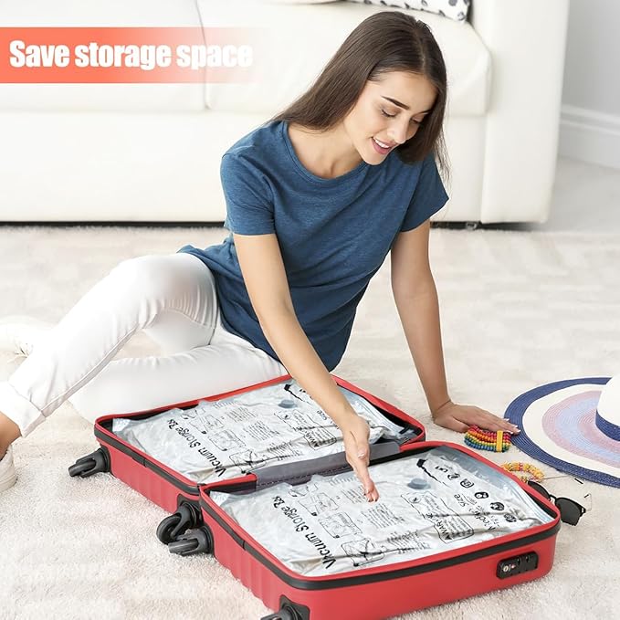 Vacuum Storage Bags, Space Saver Bags, Compression for Comforters and Blankets, Sealer Clothes Storage with Hand Pump. (6× Medium)