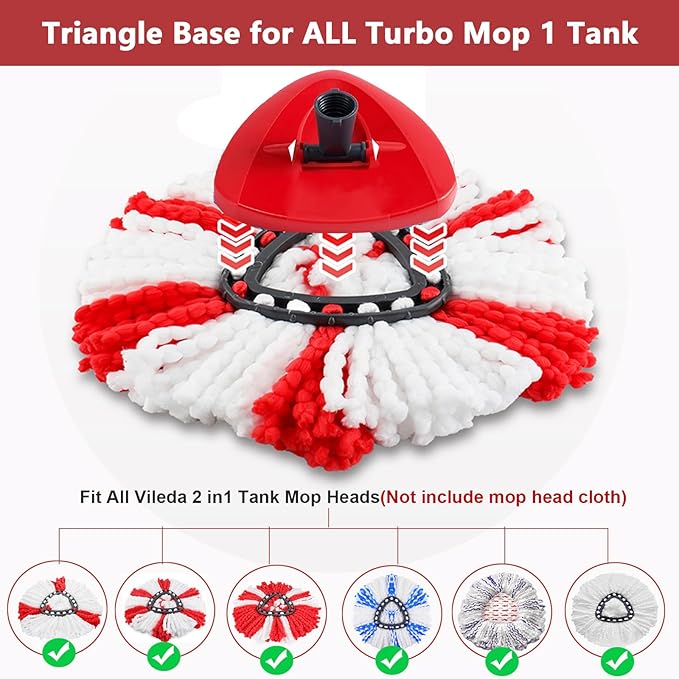 Spin Mop Base for Vileda/Cedar EasyWring Microfibre Spin Mop 1 Tank System - Rotating Triangle Mop Heads Refill Plastic Cover Replacement Accessories