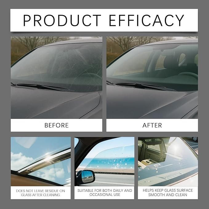 Q4 Glass Guard, 3 Pcs Glass Emulsion Cleaner, Windshield Oil Film Remover, Oil Film Cleaning Brush For Car Windows (2pcs)