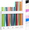 Qinyoung Acrylic Straw Holder for Cabinet Door with Double Sided Adhesive Tape Reusable Straw Organizer Tumbler Storage Kitchen Accessories Container for Counter Cupboard(Wood Texture,Large,White)