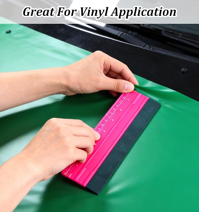Vinyl Squeegee Tool, Felt Squeegee for Vinyl Application, TPE Rubber Smoothing Tool for Decals, Stickers & Window Film (Red, 7.9 x 2.8 Inches)