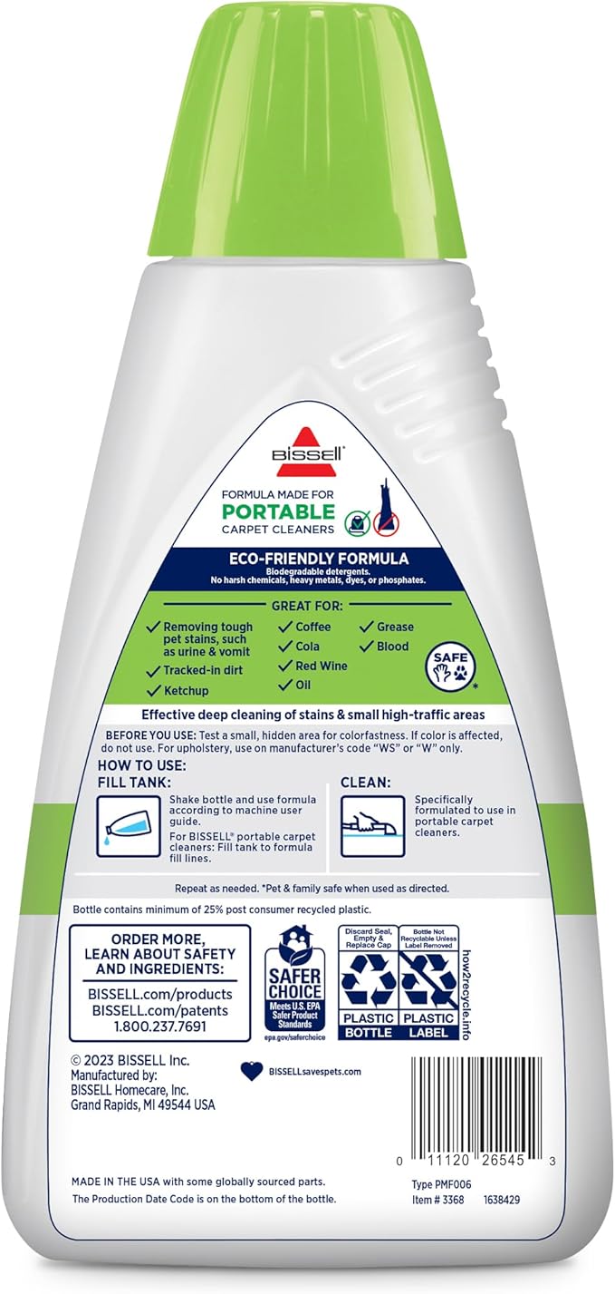 Bissell Simply Spot & Stain Portable Carpet Cleaner Formula, 32 oz, 3368