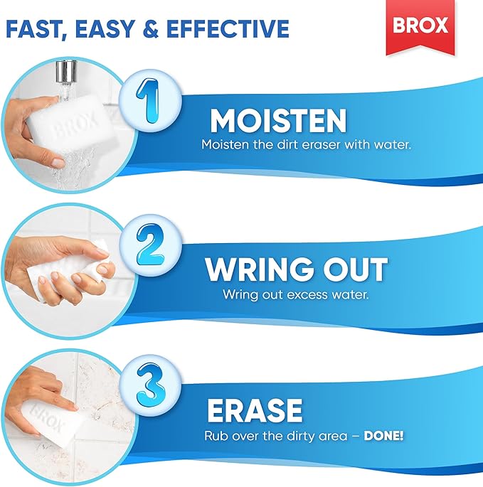 Magic Eraser Sponge - 18 Count Melamine Sponge - Long Lasting Multi Surface Cleaner - Bathroom, Shower, Wall Cleaner - Foam Cleaning Pads - Extra Durable Eraser Sponges