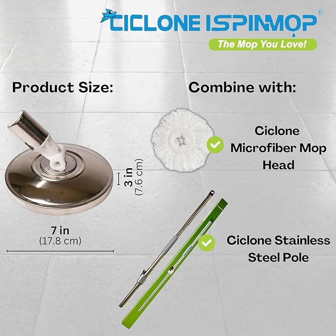 Stainless Steel Professional Mop Plate - Heavy Duty Spin Mop Replacement Base - Commercial & Industrial Use Suitable for Home, Office, Hospitals, Hotels for Floor Cleaning