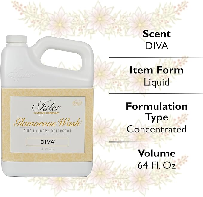 Tyler DIVA Glamorous Wash Laundry Detergent- 64 oz. - With Stain Remover Pen - DIVA Wash Liquid Detergent Designed for Sensitive Fabrics - Hand and Machine Washable
