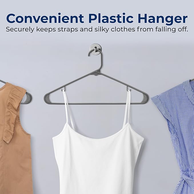 SereneLife 150 Pcs Plastic Hangers Gray – Ultra Lightweight Heavy Duty Non Slip Clothes Hanger Set for Coat Shirt Pants Closet Storage Organization Space Saving Durable Clothing Organizer – 11.88 lbs