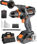 TITANCE X6 20V Brushless Drill Driver Kit, 1/2'' Cordless impact Drill, 575 IN-LBS, 36000 BPM, 3-IN-1 Mode, 2-Speed, Metal Chuck, 2.0Ah Battery, Driver Kit for DIY Project & Home Use