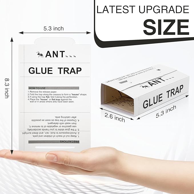 Qualirey Ant Traps Indoor, Upgraded Peanut Butter Scented, Larger 10pcs Ant Spider Cockroach Centipede and Crawling Insect Trap, Pet Safe Insect Traps for Home, Kitchen, Garage