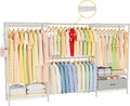 Golpart Coat Rack Clothes Wardrobe：Closet Organizer and Storage Clothing Garment Rack with Shelves Heavy Duty for Hanging Clothes Portable Adjustable White 15.8" DX69 WX76.5 H
