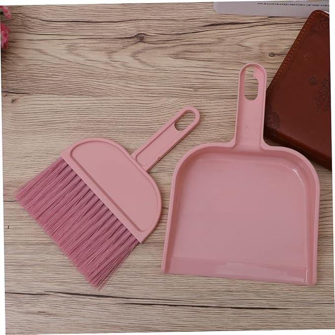 minkissy Mini Broom and Dustpan Set Portable Small Cleaning Tools for Pet Cages Desktop Keyboards and Narrow Spaces 8.07X5.70X1.18In