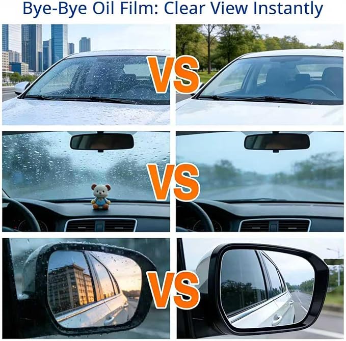 2 pcs Clear Vision Windshield Cleaner,Automotive Oil Film Cleaning Brush, Car Glass Cleaning Brush for Windshield, Windows and Mirrors,Strong Cleaner Improves Driving Clarity & Visibility