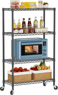 Golpart 4 Tier Shelves Storage Shelf Wire Closet Bathroom Organizers Metal Pantry Kitchen Garage Shelving Unit Laundry Room Organization Home Rack Net Basket Black 14”D X 36”W X 58”H