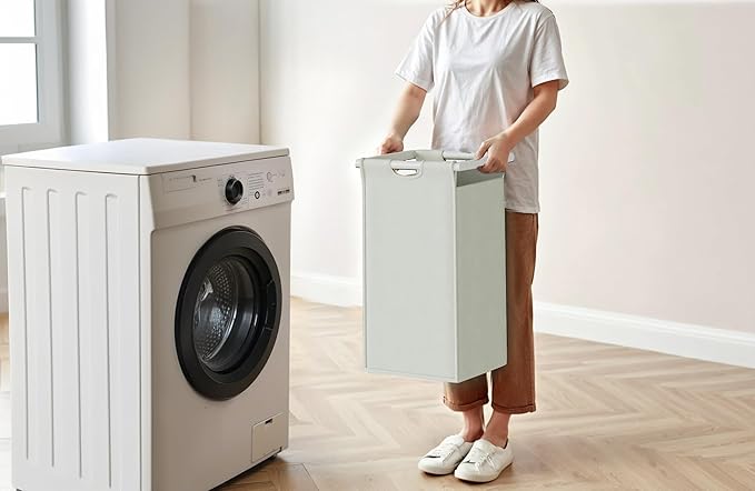 Herture Laundry Hampers with Shelf, Laundry Basket 3 Section, Laundry Sorter with Pull-Out Removable Large 3 Color Bags and Movable Wheels, Metal Frame, 3 x 15.87 Gallons (60L), White PF04XLE
