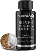 Nushine Silver Plating Solution 3.4 Oz - Permanently Plate PureSilver onto Worn Silver, Brass, Copper and Bronze ONLY (Ecofriendly Formula)