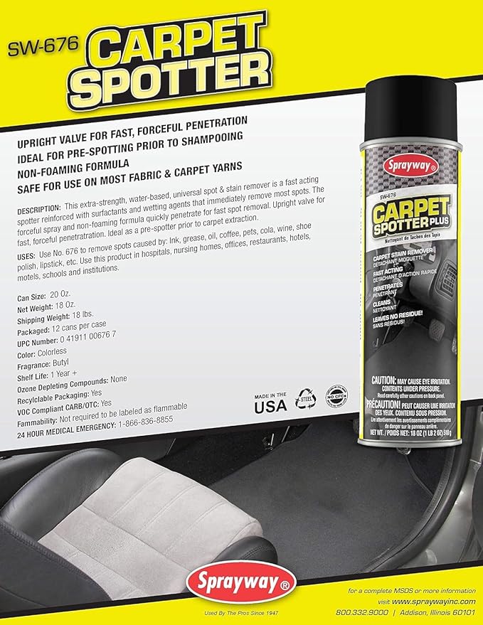 SW676-12PK Carpet Spotter Cleaner, Net 18 Oz., Pack of 12