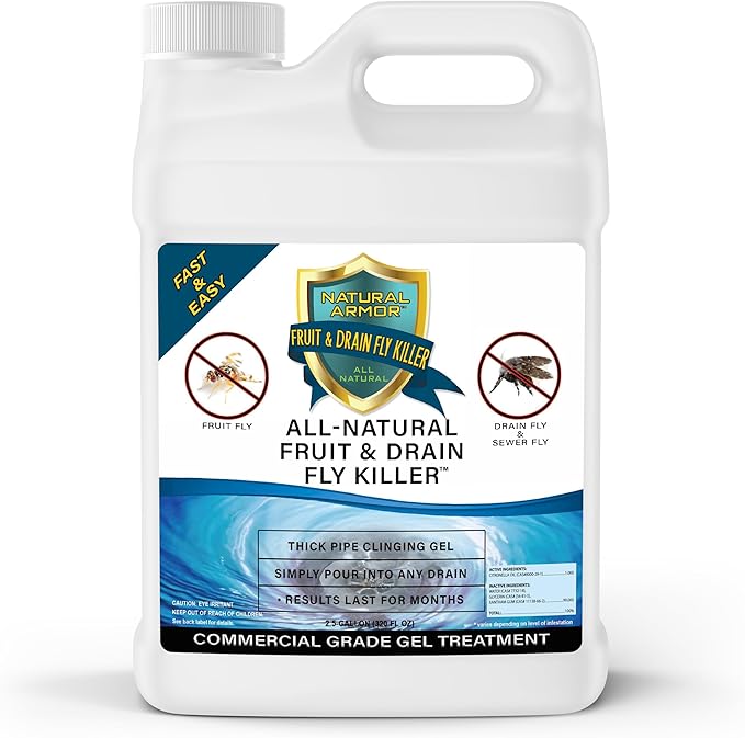 Fruit Fly & Drain Fly Killer - Simple Commercial Drain Gel Treatment - Eliminates Gross Fruit Flies, Drain Flies, Sewer Flies & Gnat Infestations from Any Drain Fast & Easy - 2.5 Gallon (320 Ounces)