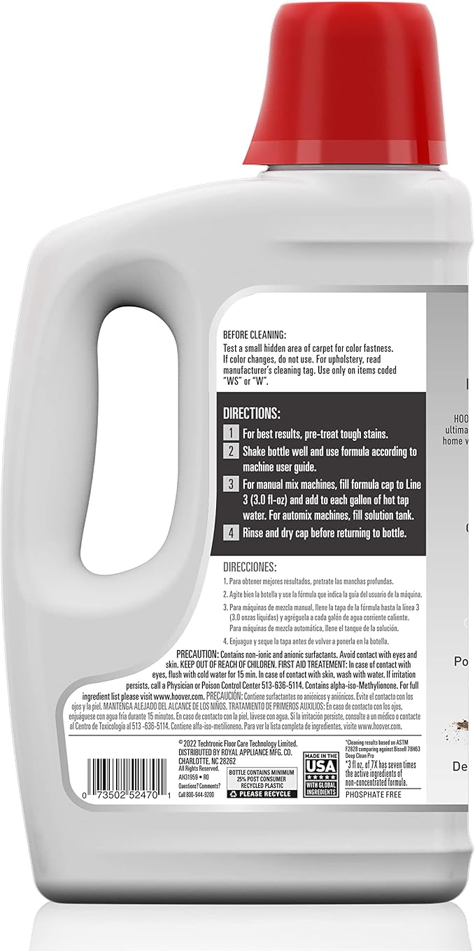 Hoover Power Scrub Deluxe Carpet Cleaner Machine & Prime Professional Deep Cleaning Carpet Shampoo, 50oz Formula, AH31959, White & Oxy Deep Cleaning Carpet Shampoo, 50oz Formula, AH30950, White