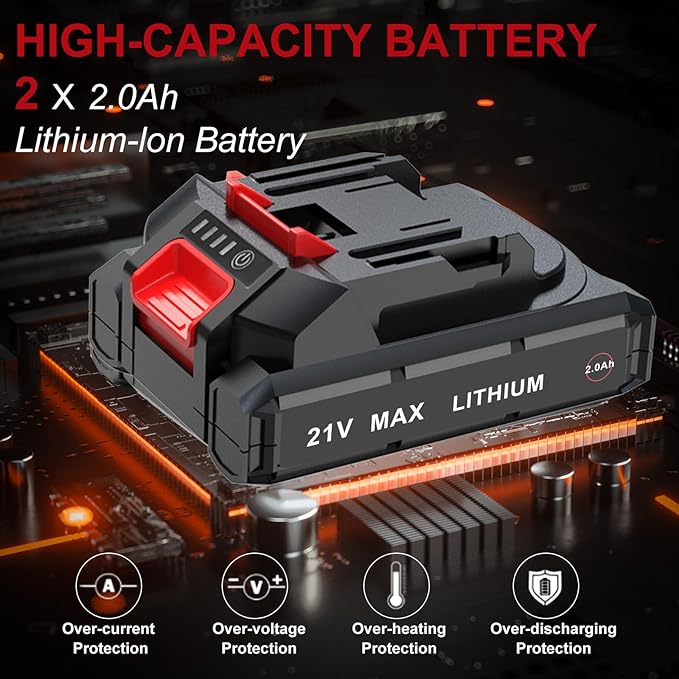 AOBEN 21V 1/2" Cordless Ratchet Wrench Kit-74 Ft-lbs Brushless Electric Power Ratchet with Variable Speed, 2X2000mAh Lithium-Ion Battery, Charger, 8 Sockets, 1/4" & 3/8" Adaptors, 3" Extension Bar