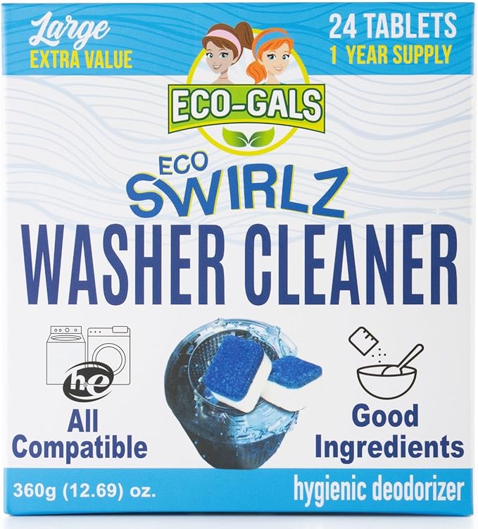 ECO-GALS Washing Machine Cleaner Tablets For Front & Top Load Washers Including H.E. to Remove Pet Hair, & debris from drum, pipes, and filter.