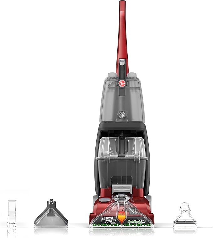 Hoover Power Scrub Deluxe Carpet Cleaner Machine & Prime Professional Deep Cleaning Carpet Shampoo, 50oz Formula, AH31959, White & Oxy Deep Cleaning Carpet Shampoo, 50oz Formula, AH30950, White