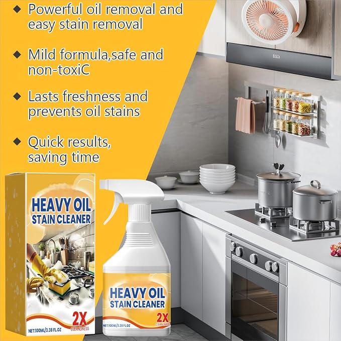 Kitchen Heavy Oil Cleaner - Heavy Duty Degreaser Cleaner Spray for Stubborn Oil Stains for Kitchen Surfaces All Purpose Cleaning