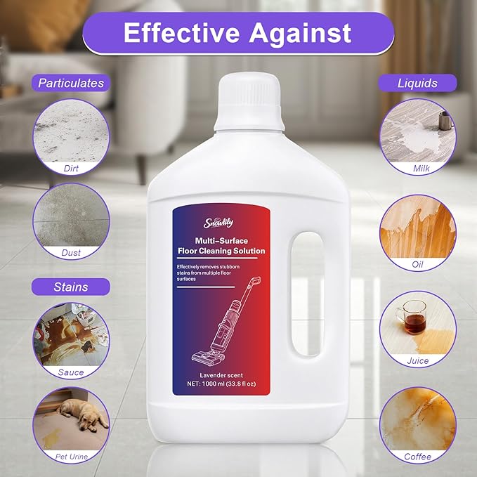 Snowlily Floor Cleaning Solution Compatible with Dreame Wet & Dry Vacuum, No residue & Pet-friendly, Household Floor Cleaners Suitable for Robot Vacuum Cleaners and Floor Mops (33.81 Fl Oz)