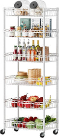 SINGAYE 6 Tier Basket Shelf Wire Shelving Unit Adjustable Storage Shelves Big Basket Rack for Garage Kitchen Office Pantry Corner 17" Dx12 Wx63 H White