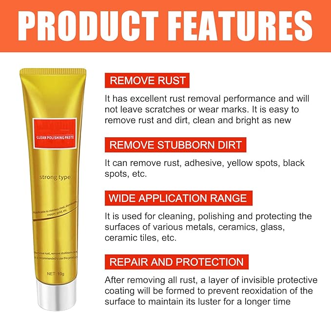 2023 New All Metal Polish Cream,Metal Polishing Paste,Multifunction Rust Remover For Kitchen Stainless Steel/Aluminum/Brass/Copper (3pcs)